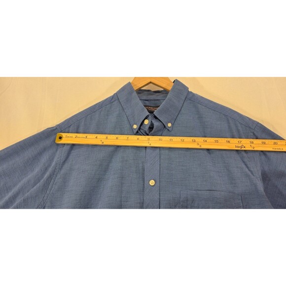 Roundtree & Yorke Mens Cotton Shirt Short Sleeve Button Down Blue Size L - Picture 7 of 10